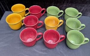 Sabatier Cannes Stoneware Yellow & Green Ramekins Speckled Rustic Vintage